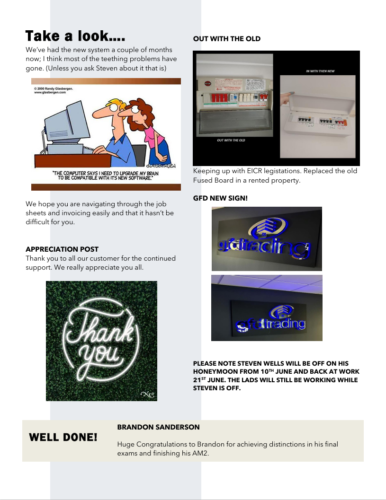 MAY’S NEWSLETTER