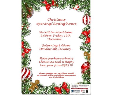 Christmas and New Year opening/closing hours.